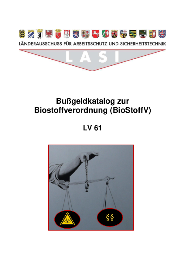 LV 61: Bußgeldkatalog zur Biostoffverordnung